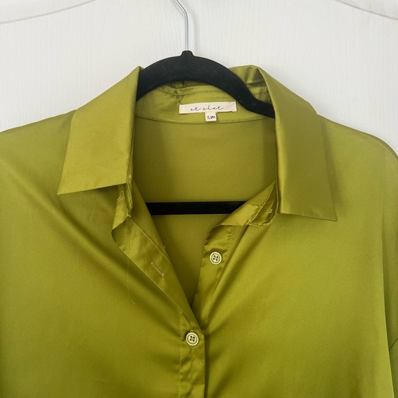 Bright green button down shirt in a size s/m by et clet for sale! - Picture 7 of 16